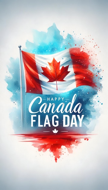 Foto ilustração de cartão para a celebração do dia da bandeira do canadá em estilo aquarela