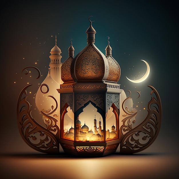 Ilustração de cartão Ramadan Kareem IA generativa