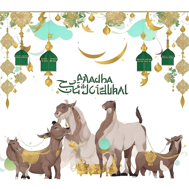 Ilustração de cartaz de Eid al Adha Mubarak AI Generative