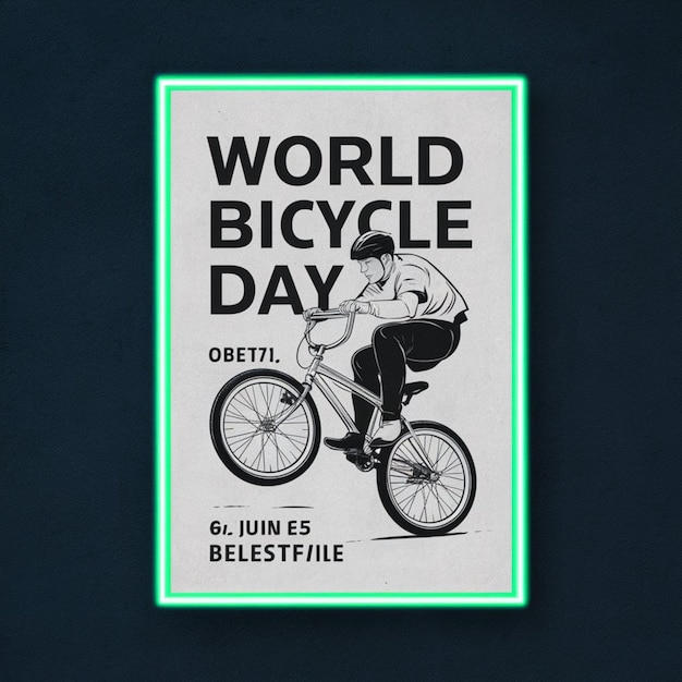 Foto ilustração de cartaz do dia mundial da bicicleta