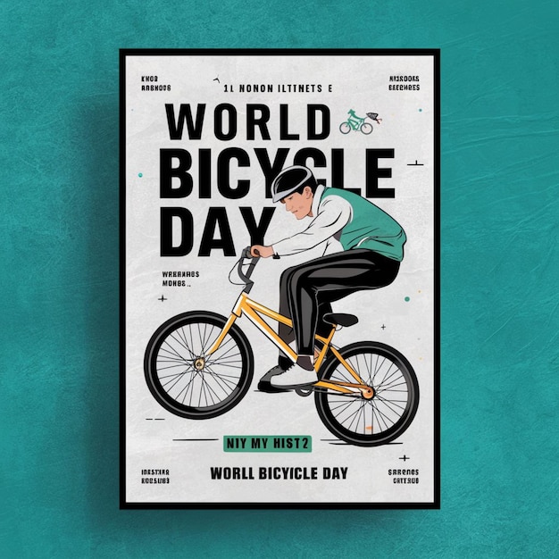 Foto ilustração de cartaz do dia mundial da bicicleta