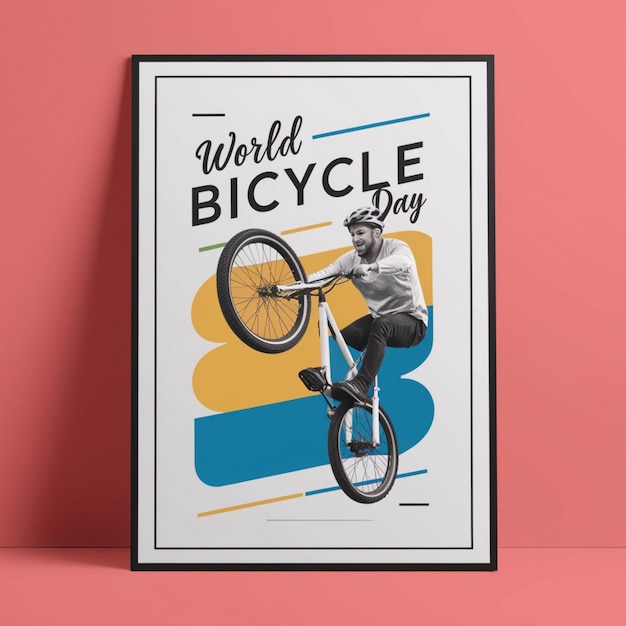 Foto ilustração de cartaz do dia mundial da bicicleta