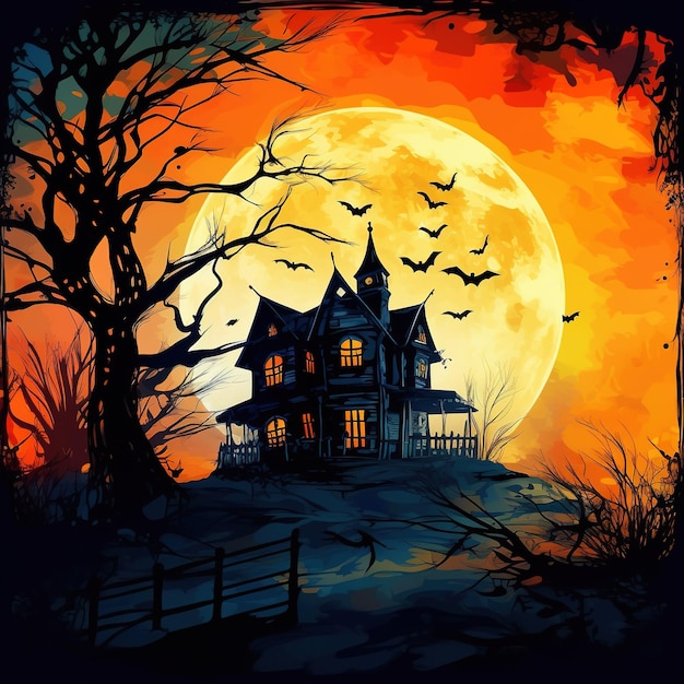 ilustração de casa de halloween