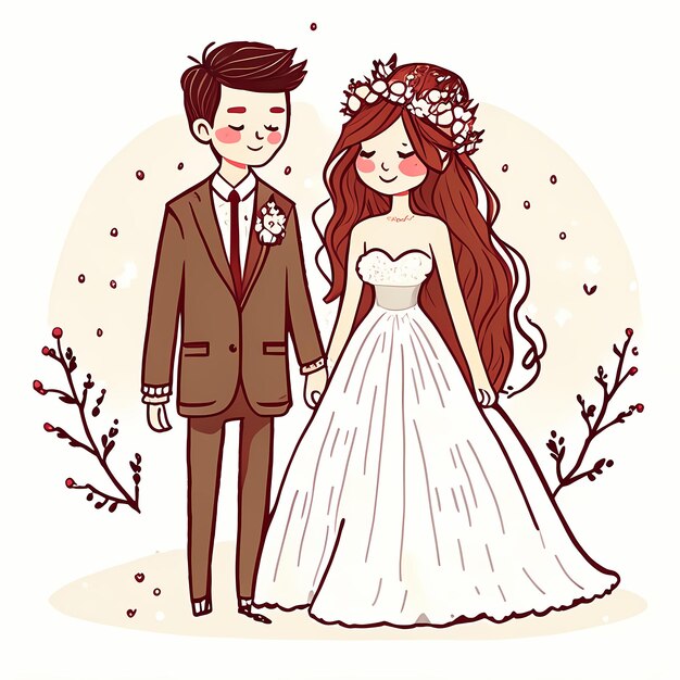 ilustração de casamento de casal de inverno