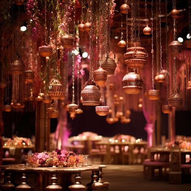 Foto ilustração de catering de decoração de casamento indiano