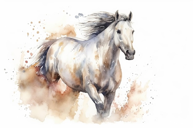 Ilustração de cavalo em aquarela sobre fundo branco