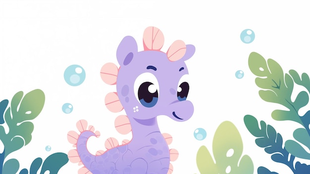 Ilustração de cavalo-marinho de desenho animado desenhado à mão