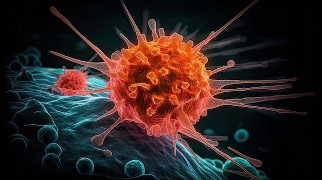 Ilustração de células cancerígenas por ia generativa
