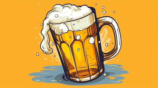 Foto ilustração de cerveja de desenho animado desenhada à mão