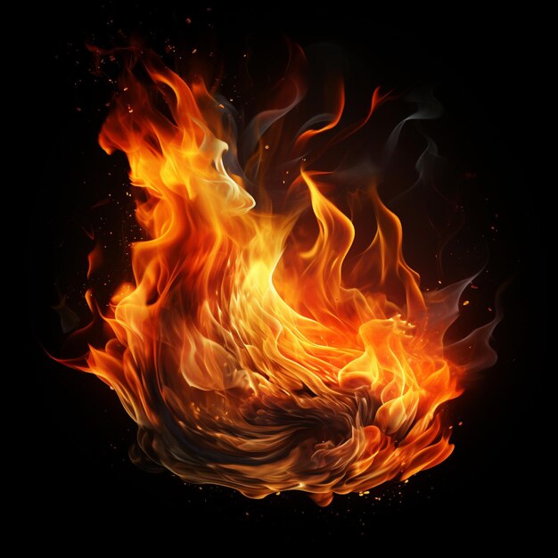 ilustração de chama de fogo ardente em fundo preto