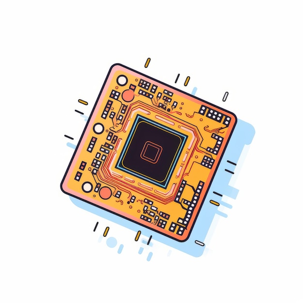 Foto ilustração de chip de computador colorido para a internet das coisas iot animação