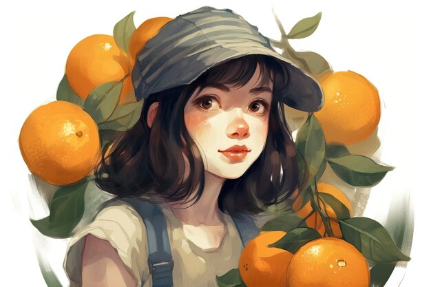 Ilustração de Clementine Ilustração de comida IA generativa