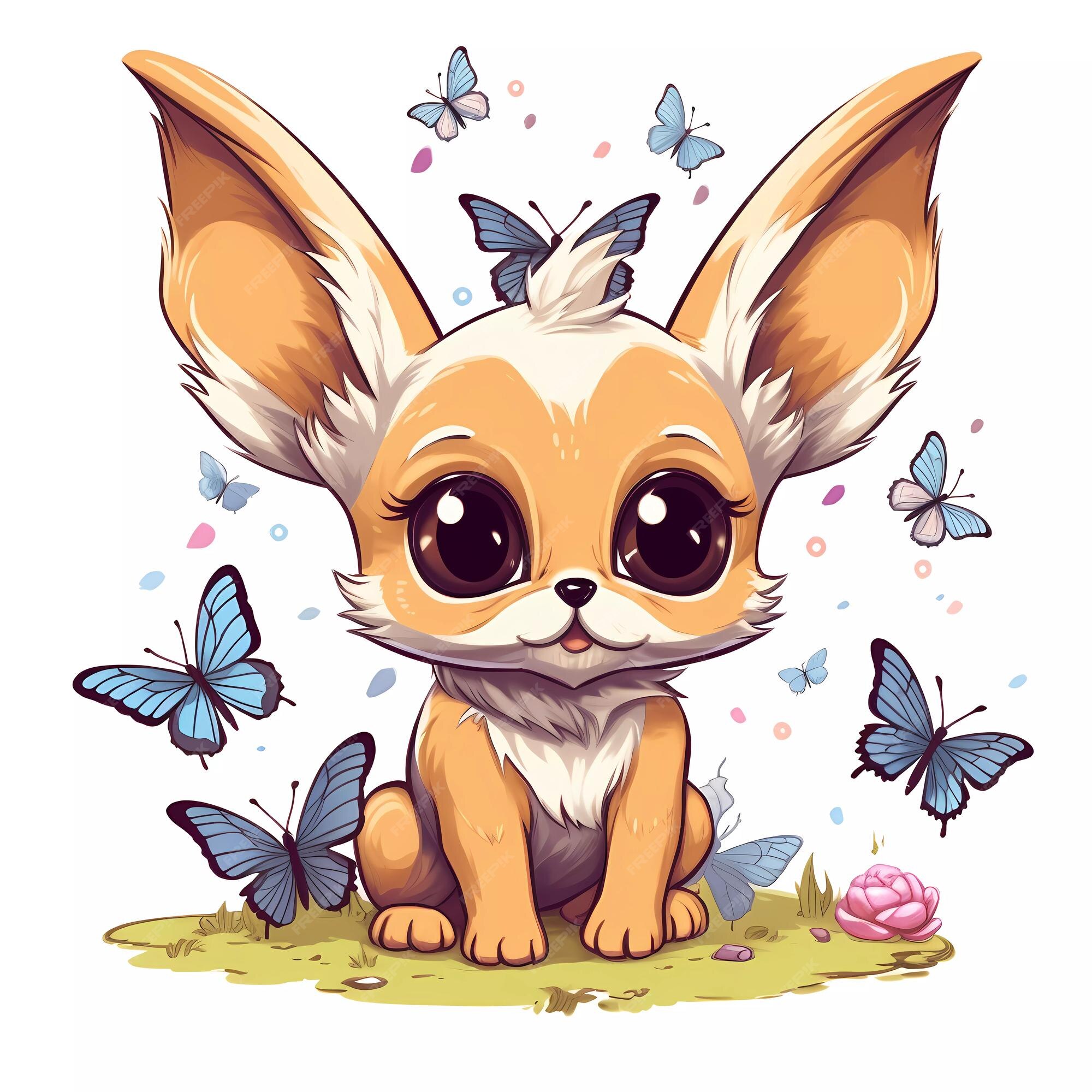 Fennec Bonito Dos Desenhos Animados Raposa Pequena Vermelha Bonito