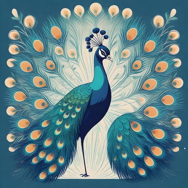 Ilustração de clipart de Majestic Peacock Bird