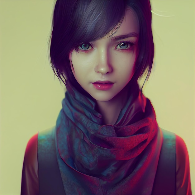 Ilustração de closeup de retrato de mulher bonita