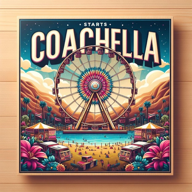 Ilustração de Coachella começa a celebração com a roda gigante