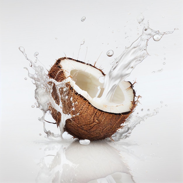 Ilustração de coco com suco de respingo