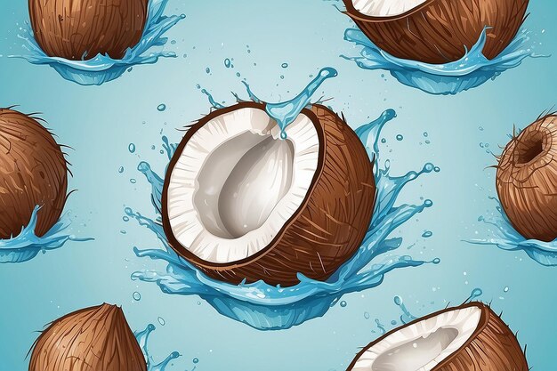 Foto ilustração de coco com suco de salpico