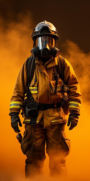 Foto ilustração de combate a incêndios de fundo amarelo