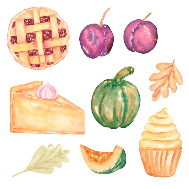 Ilustração de comida em aquarela