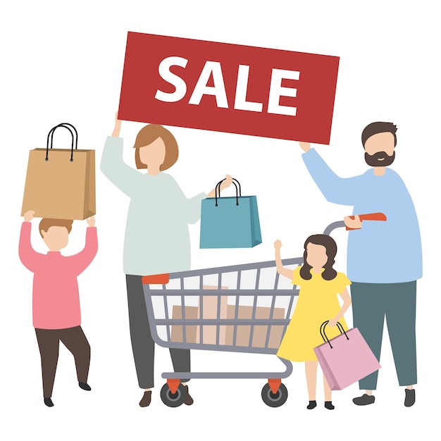 Ilustração de compras png de fundo transparente