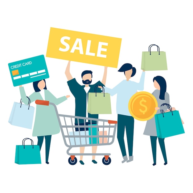 Ilustração de compras png de fundo transparente