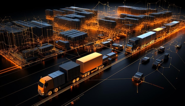 Ilustração de conexão de transporte global de rede de logística 3D