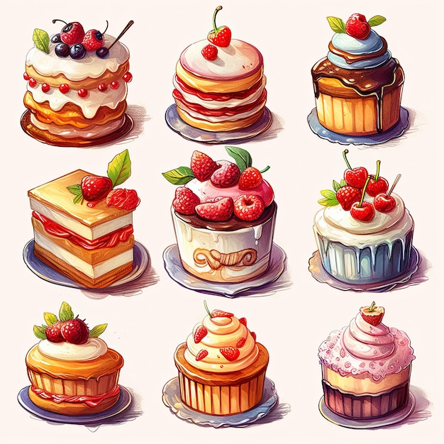 ilustração de conjunto de vetores de bolos