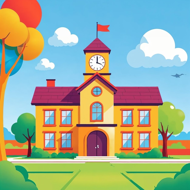 Ilustração de Construção de Escola