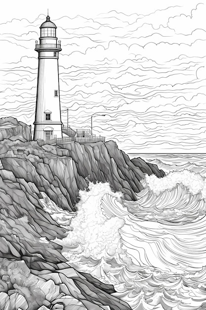 ilustração de construção de farol vintage