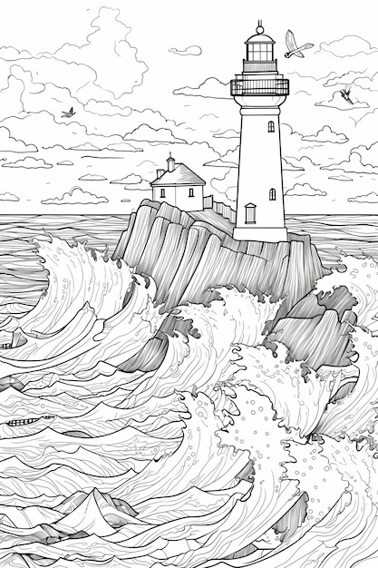 ilustração de construção de farol vintage