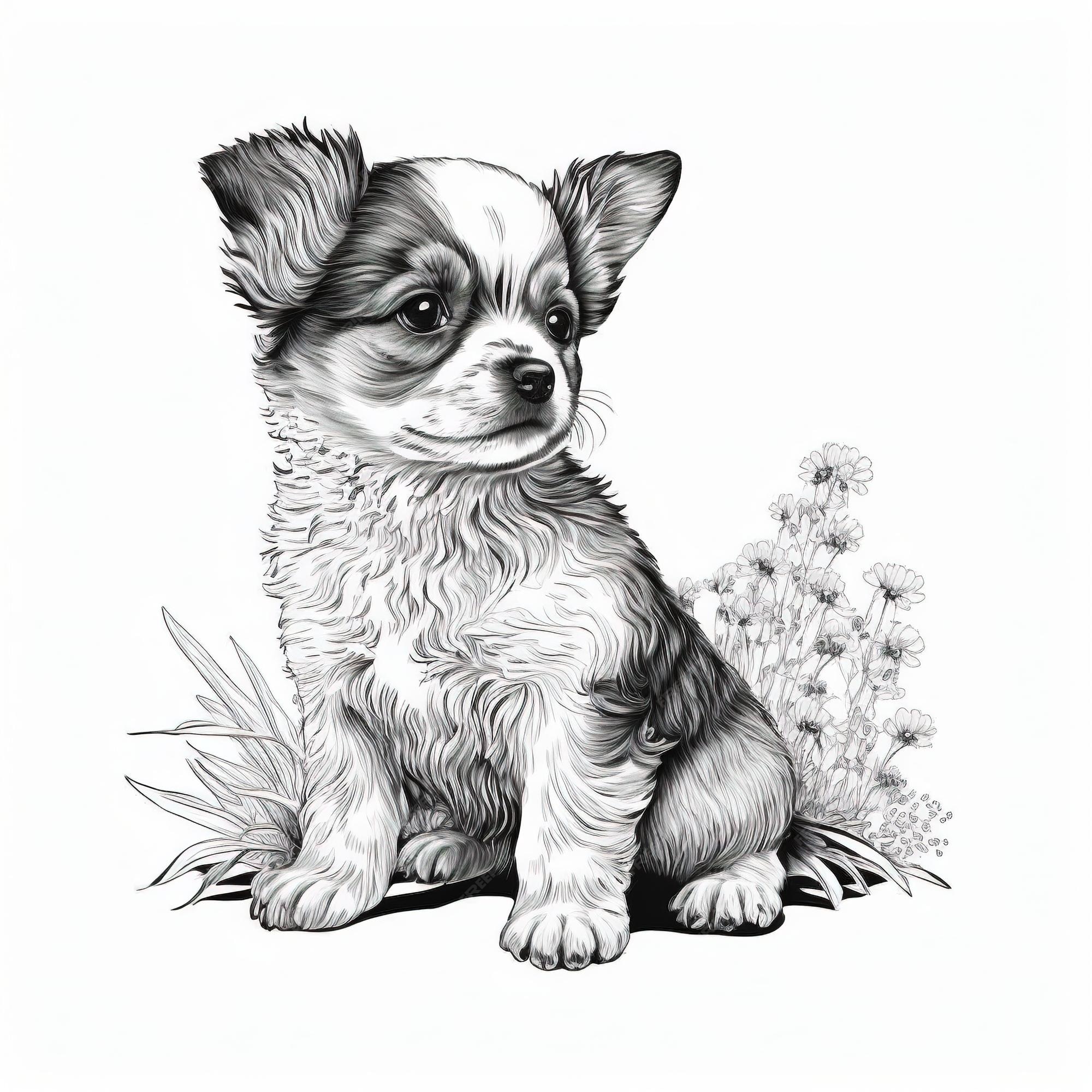 Desenho Desenhos Animados Bonito Chihuahua Cachorro Cão Livro Colorir Para  imagem vetorial de LanaBrow© 661482568