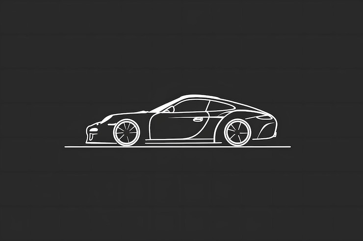 Foto ilustração de contorno de carro de arte de linha minimalista com design moderno de veículo e esboço automotivo simples