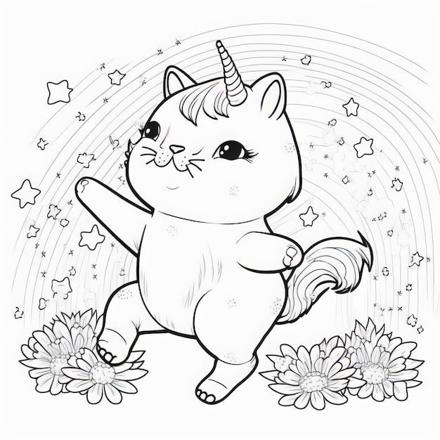 Gato traje unicornio Kawaii para colorir by PoccnnIndustriesPT on DeviantArt