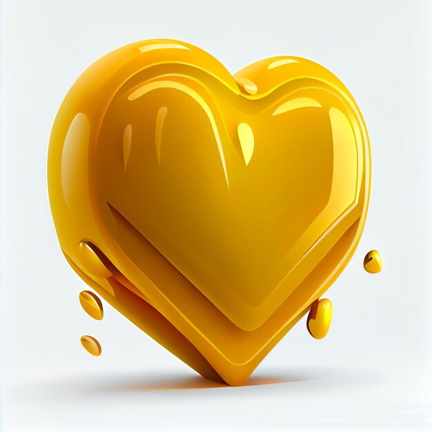 Ilustração de coração bem amarelo com fundo isolado