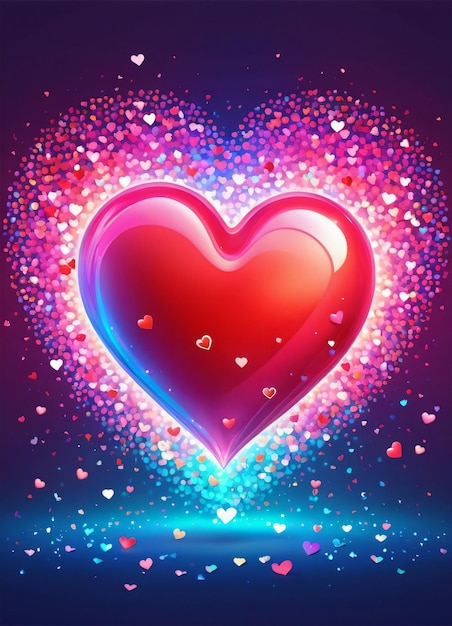 Ilustração de coração holográfico vibrante
