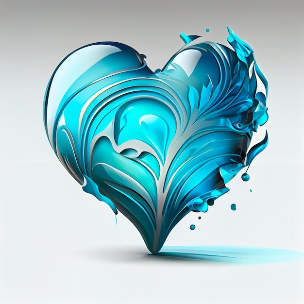 Ilustração de coração muito azul com fundo isolado