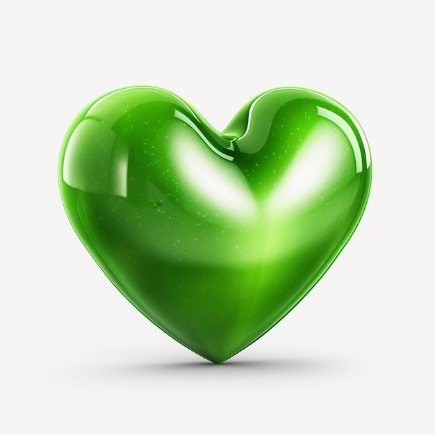 Ilustração de coração verde com fundo isolado