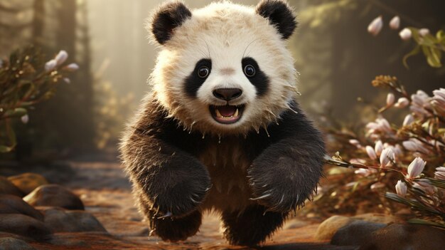 Ilustração de correr Cute Panda