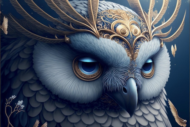 Ilustração de coruja ornamentada com detalhes intrincados