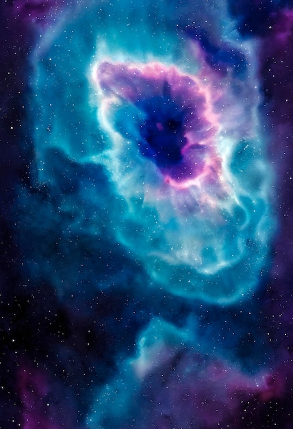 Ilustração de cosmos em aquarela Fundo espacial colorido lindo Cenário interestelar com ilustração 3D de nebulosa e estrelas