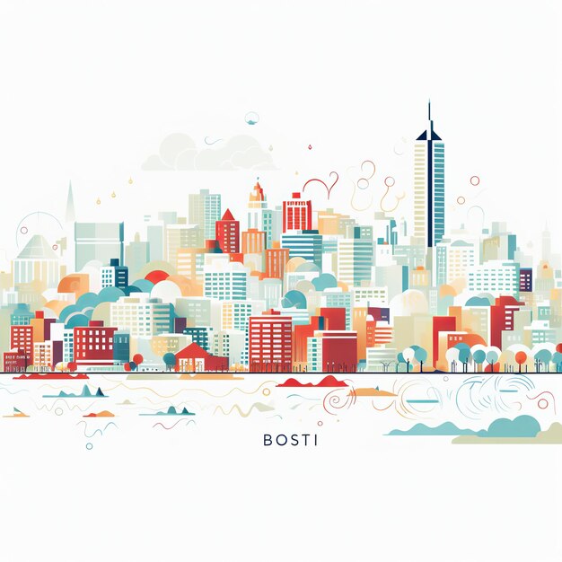 Ilustração de Criar um fundo todo branco mostrando Boston com