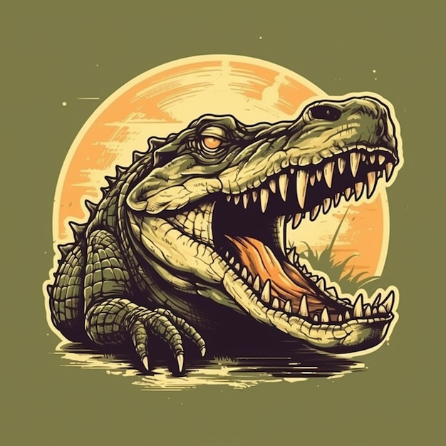 Ilustração de crocodilo vintage