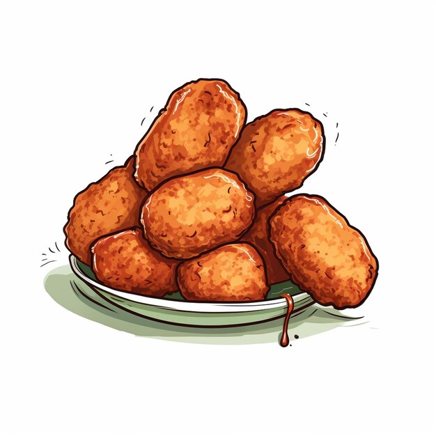 ilustração de croquetas deliciosas desenhadas à mão em fundo branco