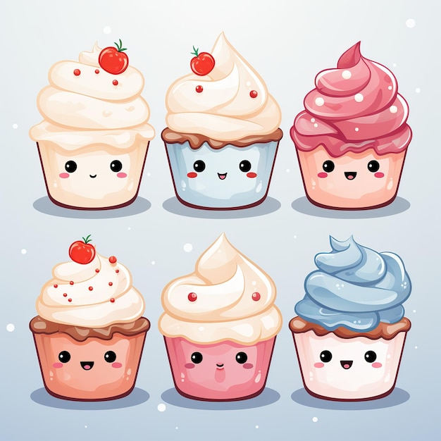 ilustração de cupcake bonito kawaii