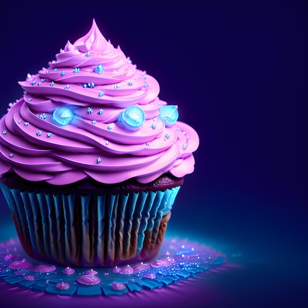 Foto ilustração de cupcake brilhante e cintilante