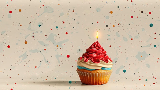 Foto ilustração de cupcake de aniversário de inspiração retrô com padrões kitsch e estilo vintage perfeito para desenhos nostálgicos padrão
