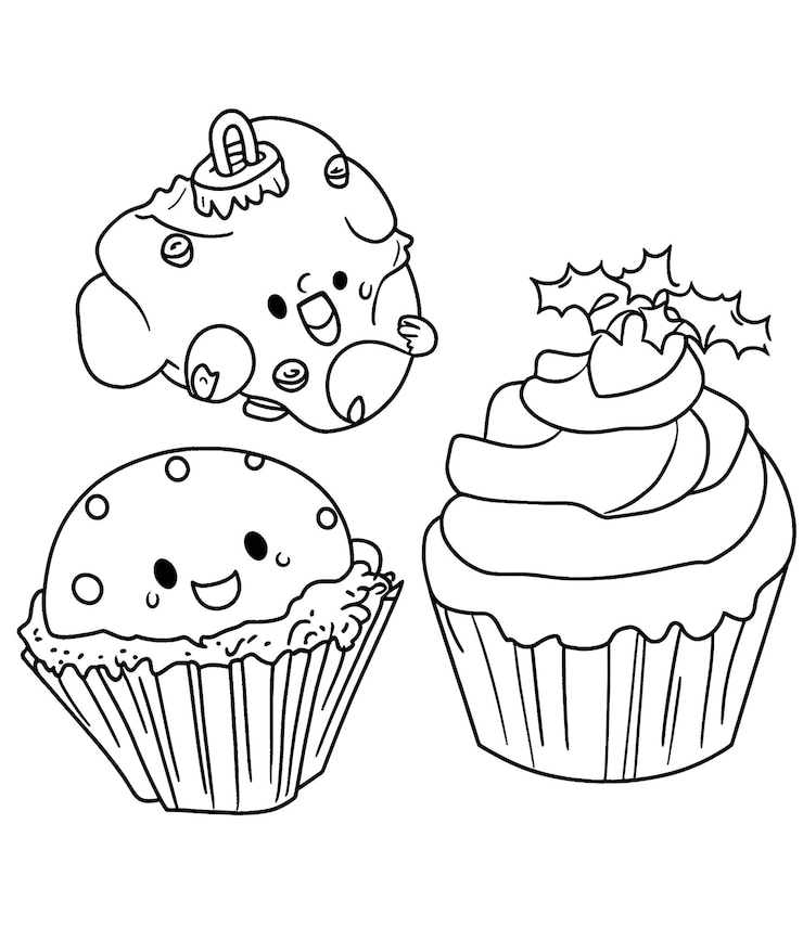Foto ilustração de cupcakes de natal de desenho animado