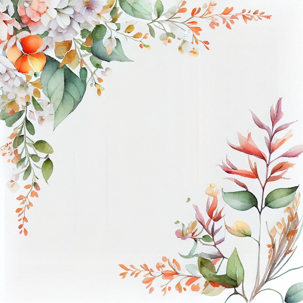 Ilustração de decoração de flores em aquarela pintada no cartão