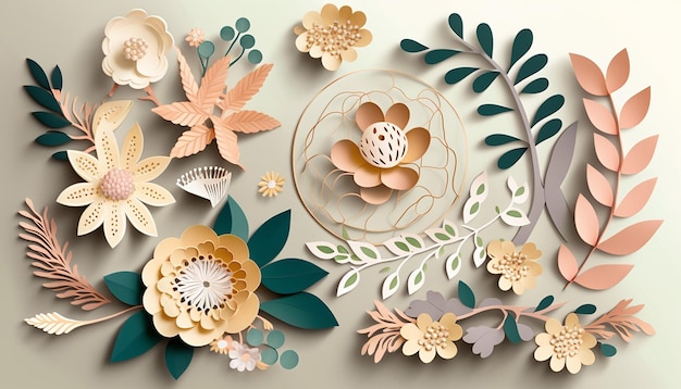 ilustração de decoração floral de casamento na primavera IA generativa